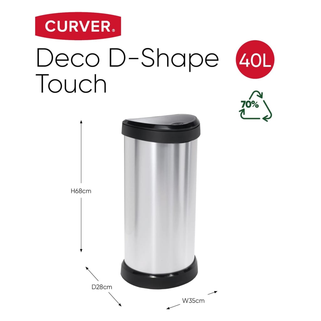 Curver Abfalleimer Deco Oval 40L Silbern