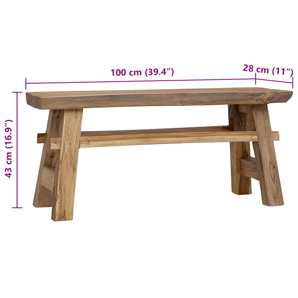 Bank Gemischtes Altholz und Massivholz Teak 100x28x43 cm