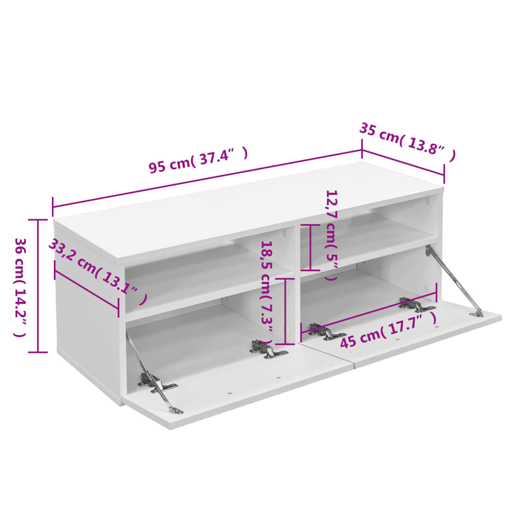 TV-Schrank Holzwerkstoff 95x35x36 cm Weiß