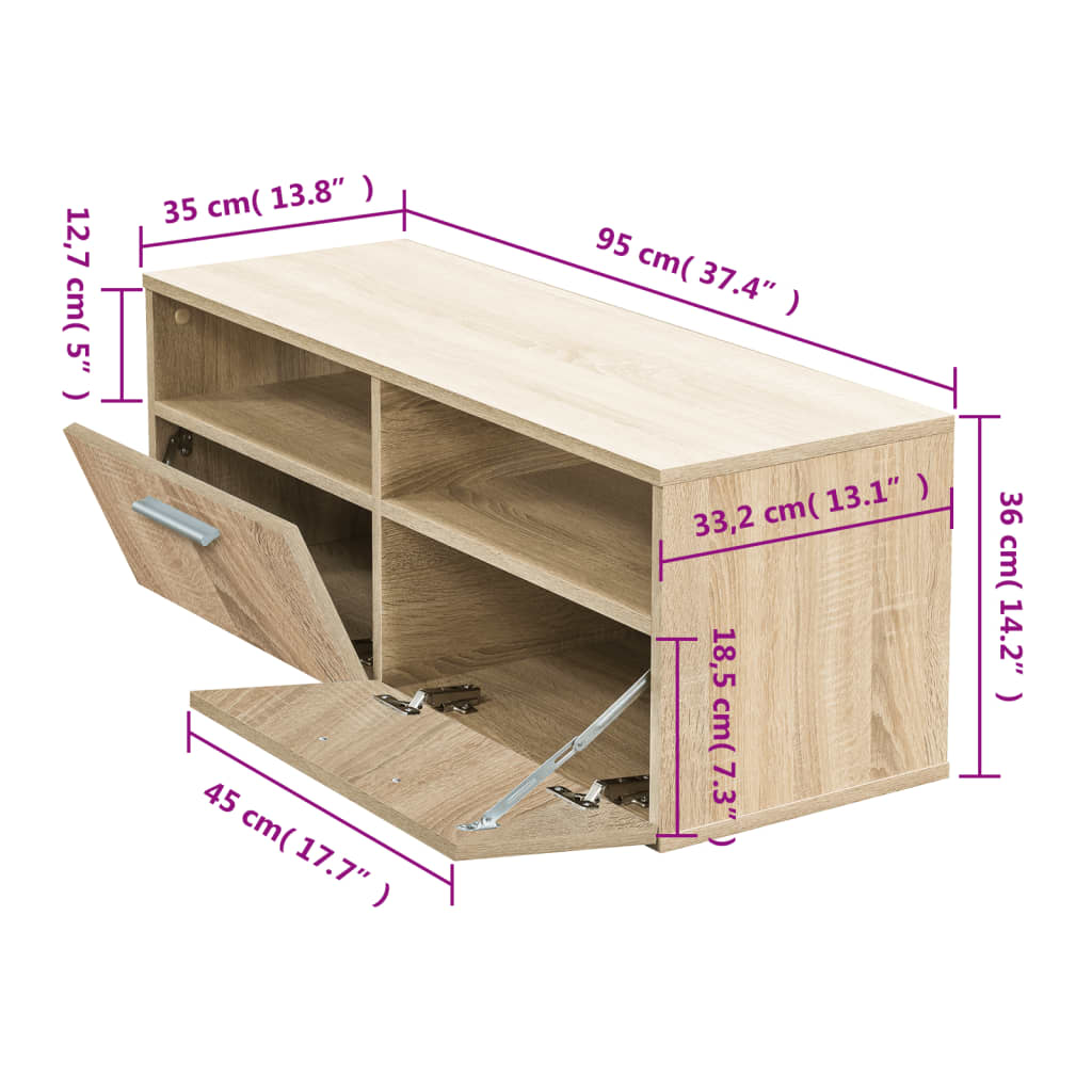 TV-Schrank Holzwerkstoff 95x35x36 cm Eiche