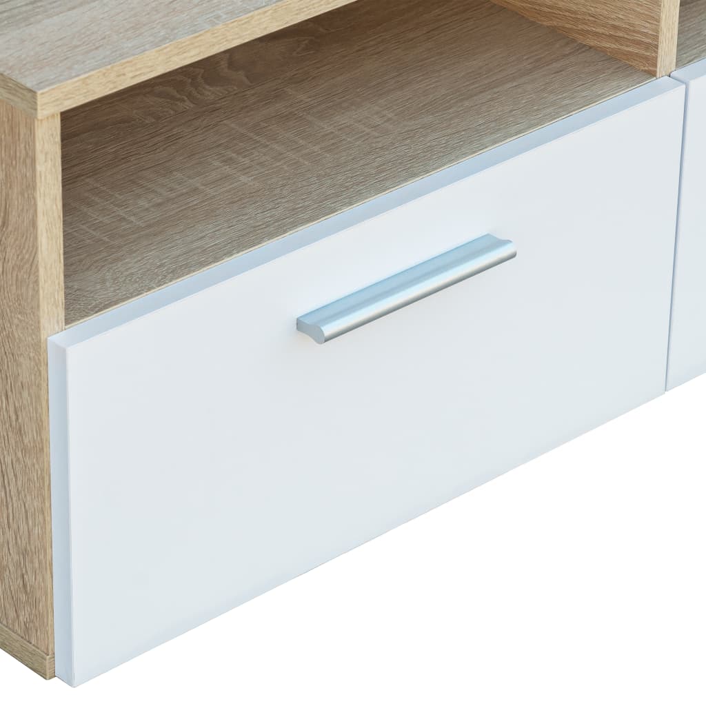 TV-Schrank Holzwerkstoff 95x35x36 cm Eiche und Weiß