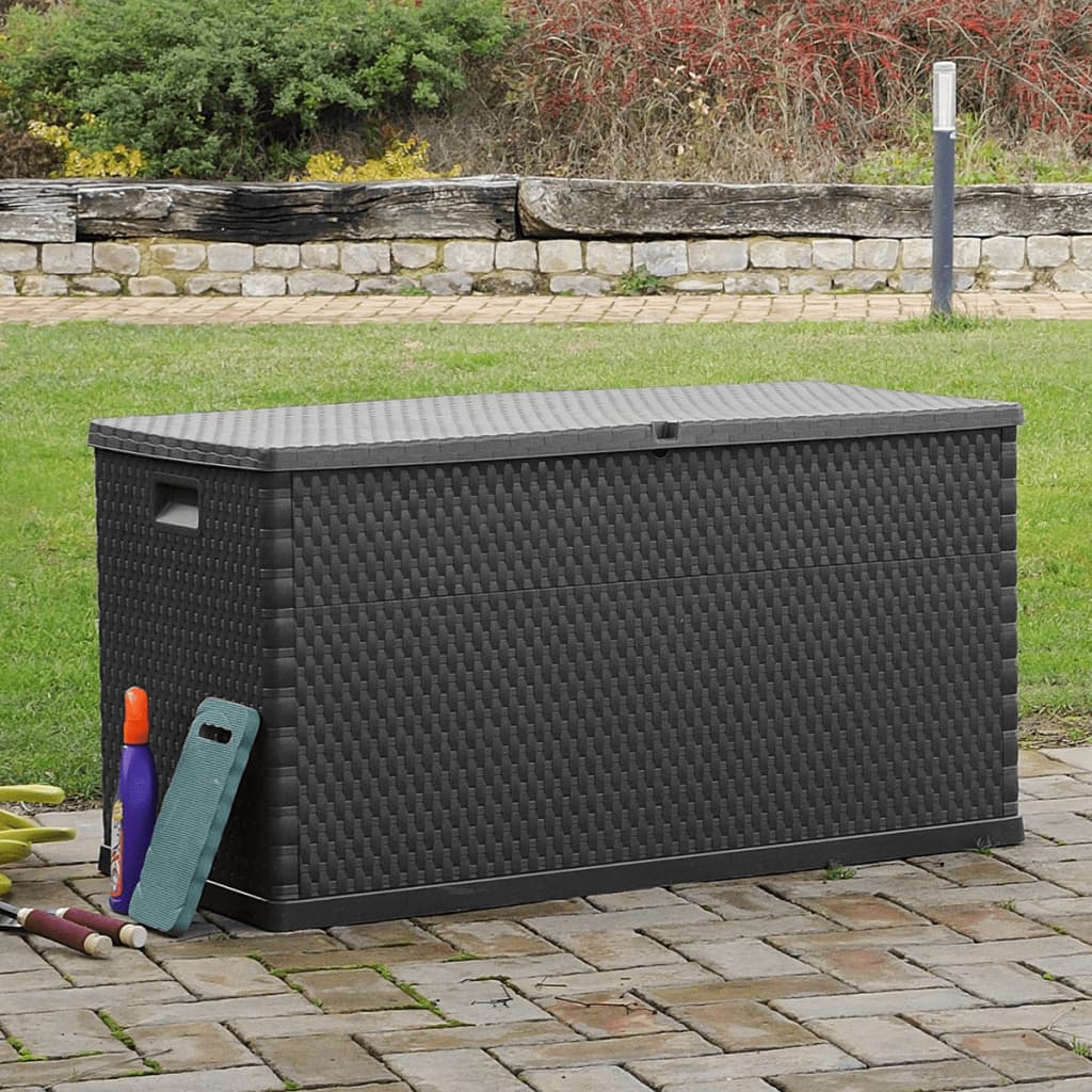 Garten-Aufbewahrungsbox Anthrazit 120x56x63 cm PP Rattan