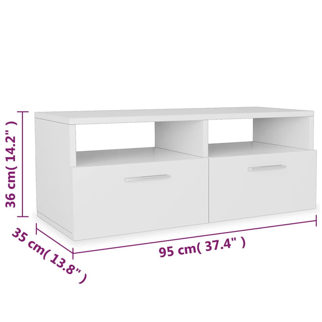 2 Stk. TV-Schränke Holzwerkstoff 95x35x36 cm Weiß