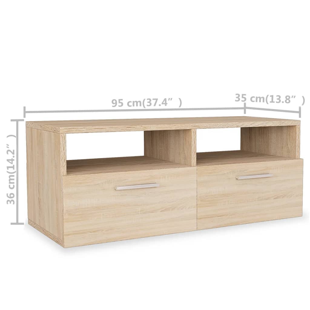 2 Stk. TV-Schränke Holzwerkstoff 95x35x36 cm Eiche