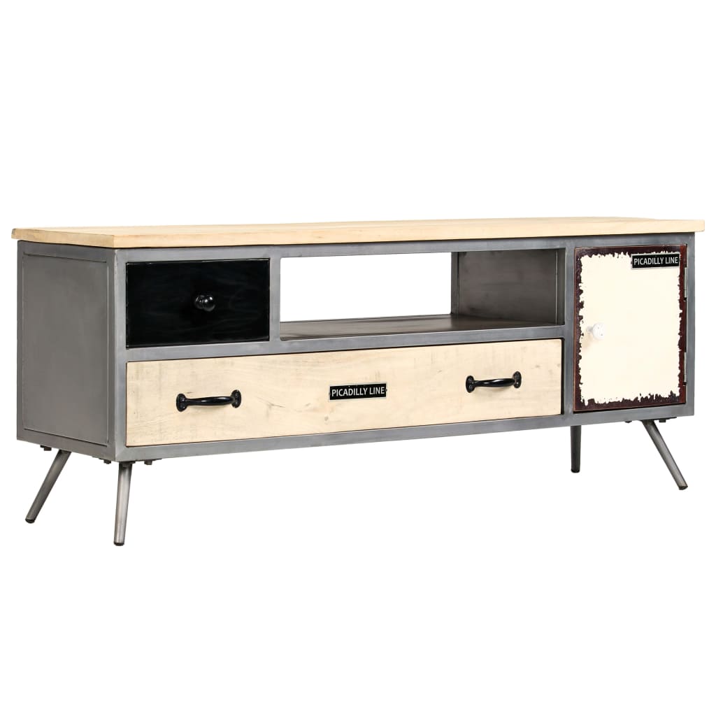 TV-Schrank Massivholz Mango und Stahl 120x30x45 cm