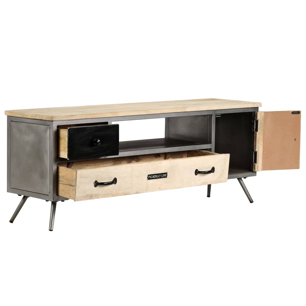 TV-Schrank Massivholz Mango und Stahl 120x30x45 cm