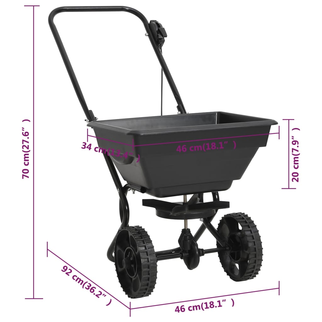 Handstreuwagen Salzstreuer PVC und Stahl 92x46x70 cm 15 L