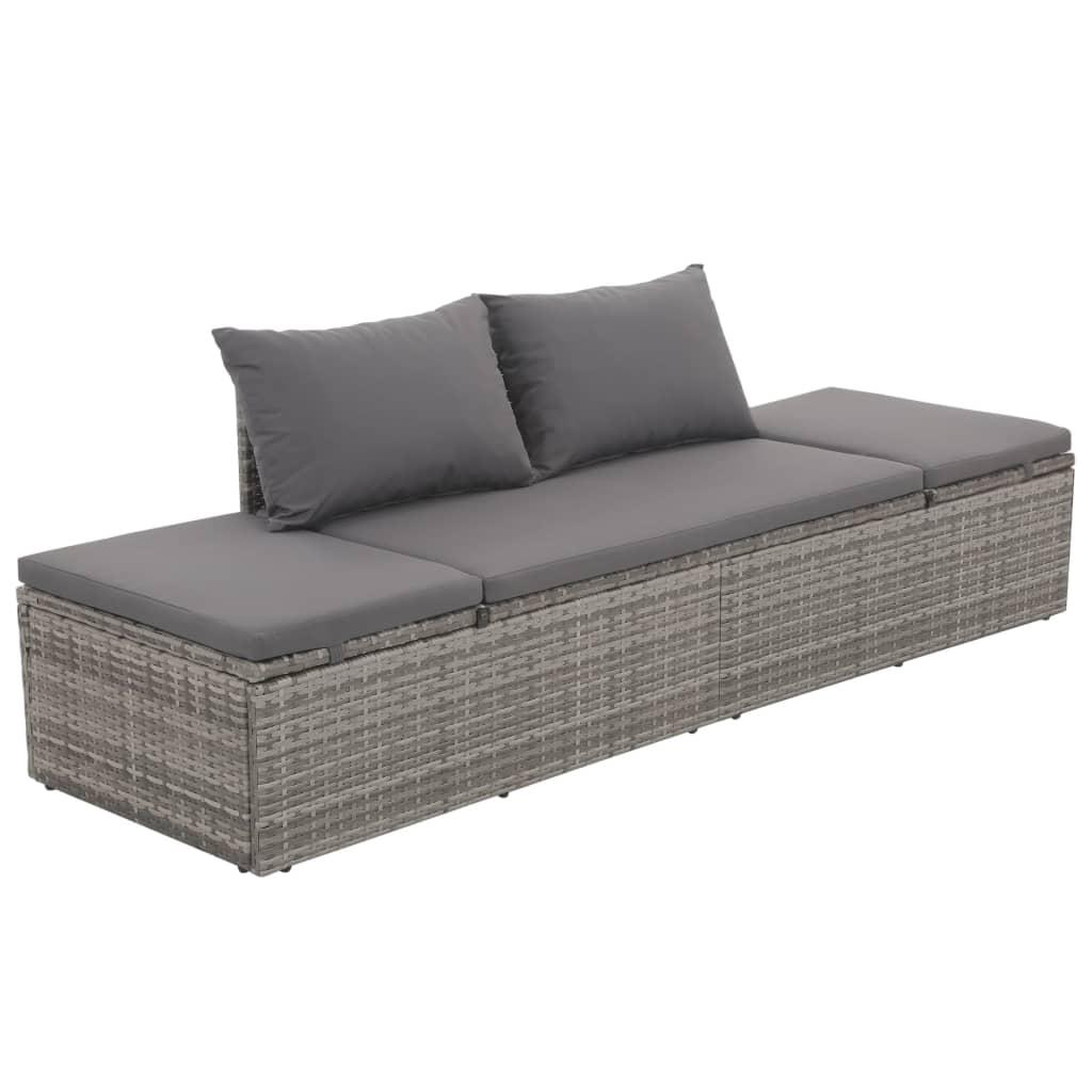 Gartenbett Grau 195×60 cm Poly Rattan