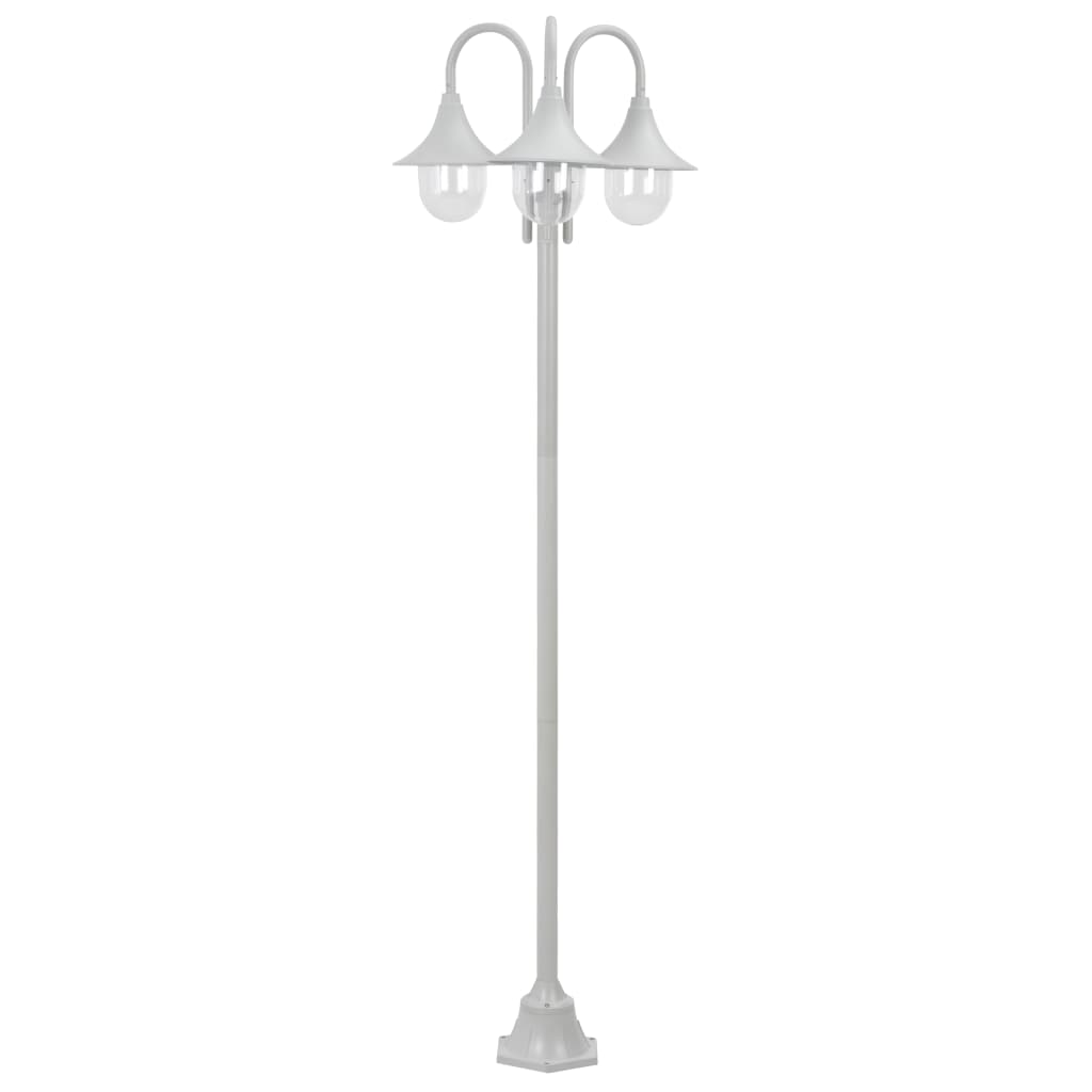 Garten-Pollerleuchte E27 220 cm Aluminium 3-Laterne Weiß