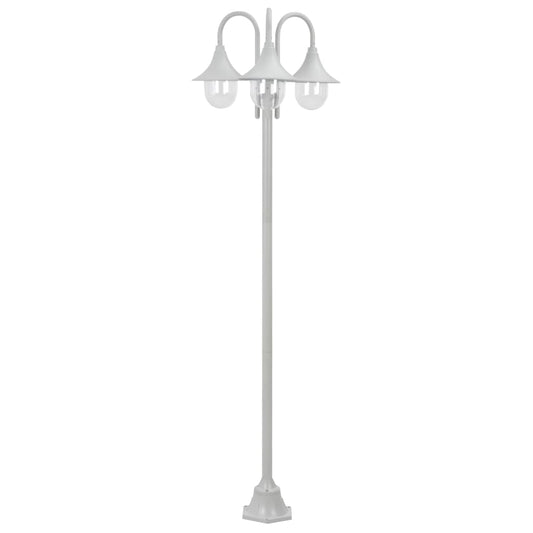 Garten-Pollerleuchte E27 220 cm Aluminium 3-Laterne Weiß