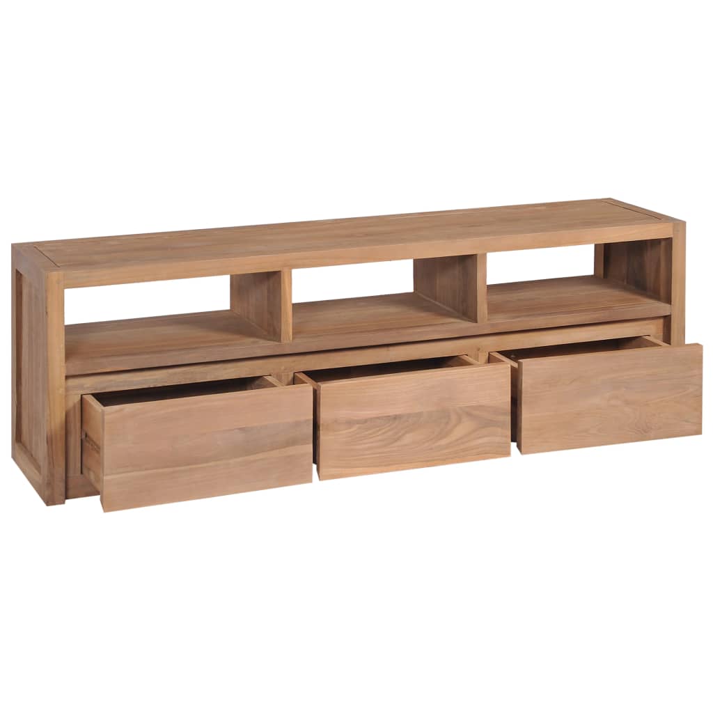 TV-Schrank Massivholz Teak Natur 120×30×40 cm