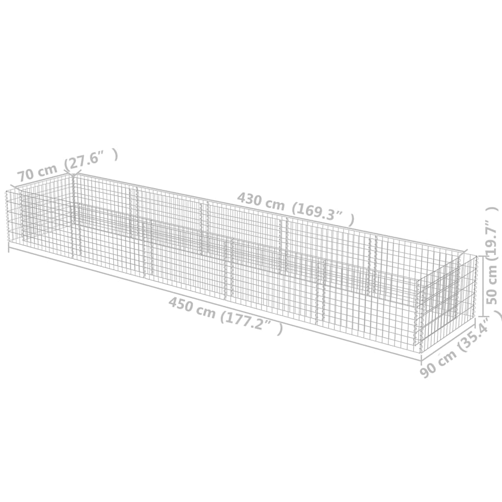 Gabionen-Hochbeet Verzinkter Stahl 450×90×50 cm