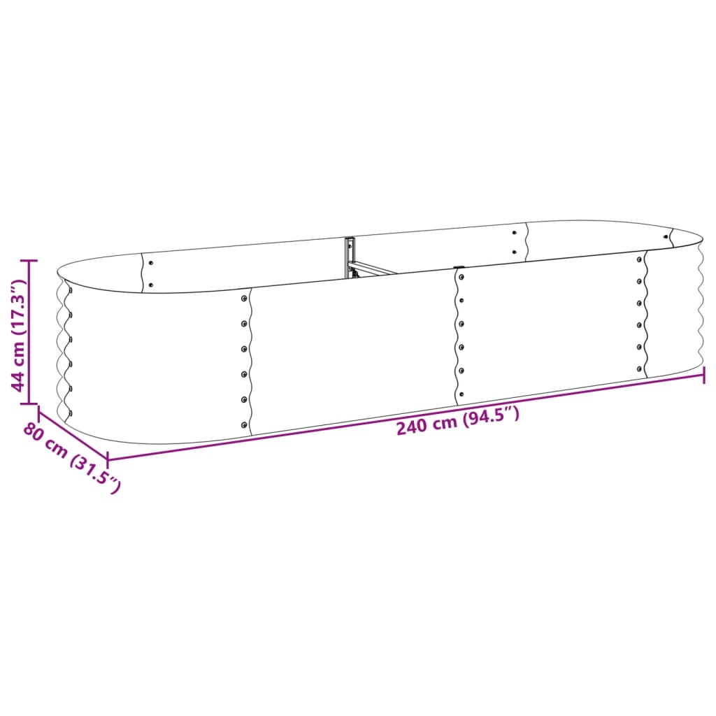 Garten-Hochbeet 240x80x44 cm Verzinkter Stahl Silbern