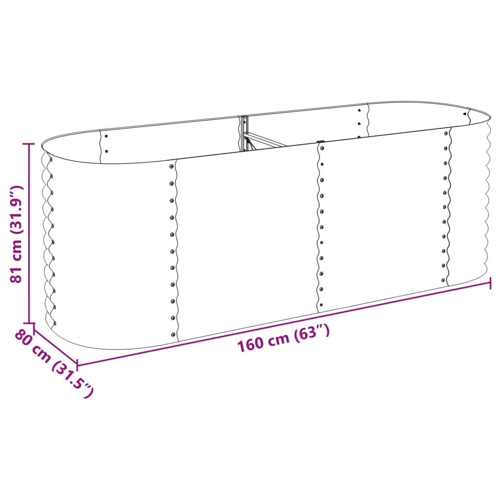 Garten-Hochbeet 240 x 80 x 81 cm Verzinkter Stahl Grau