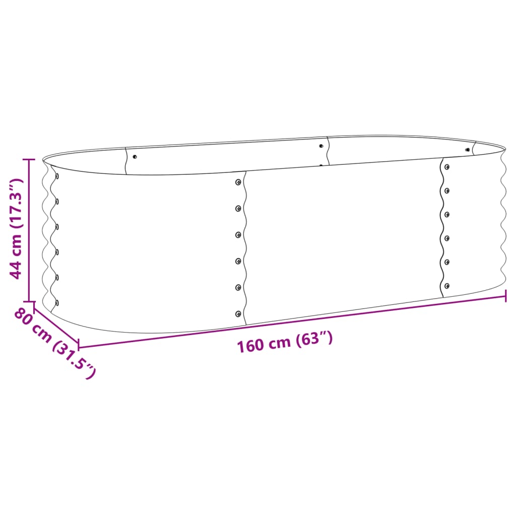 Garten-Hochbeet 160x80x44 cm Verzinkter Stahl Grau