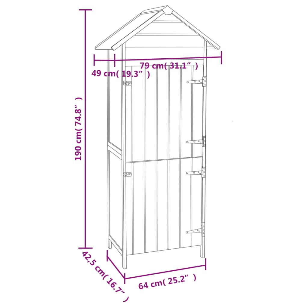 Gartenschrank Braun 42,5x64x190 cm