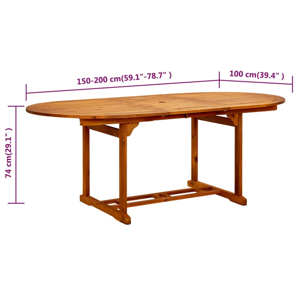 Gartentisch 200x100x75 cm Massivholz Akazie