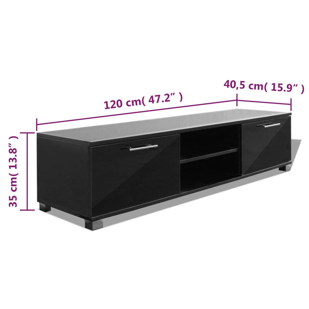 TV-Schrank Hochglanz-Schwarz 120x40,5x35 cm