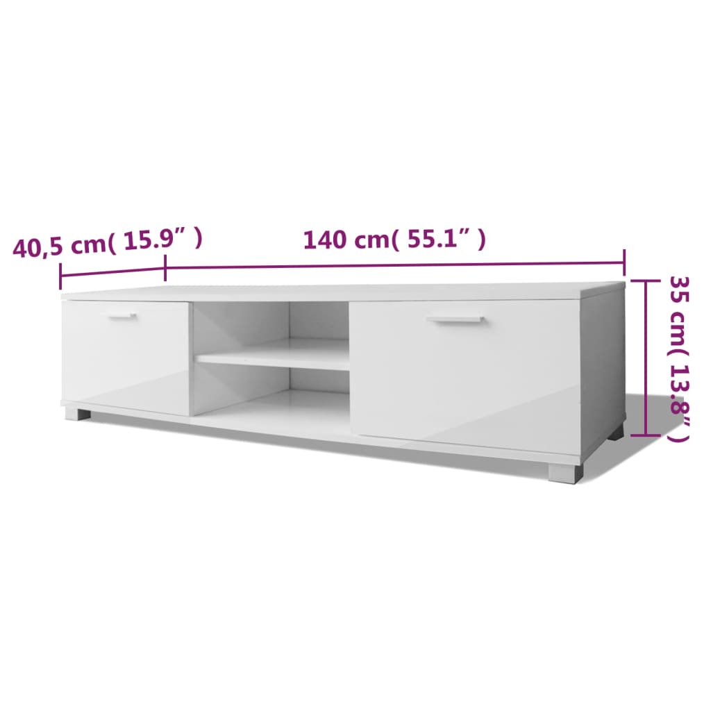 TV-Schrank Hochglanz-Weiß 140x40,5x35 cm