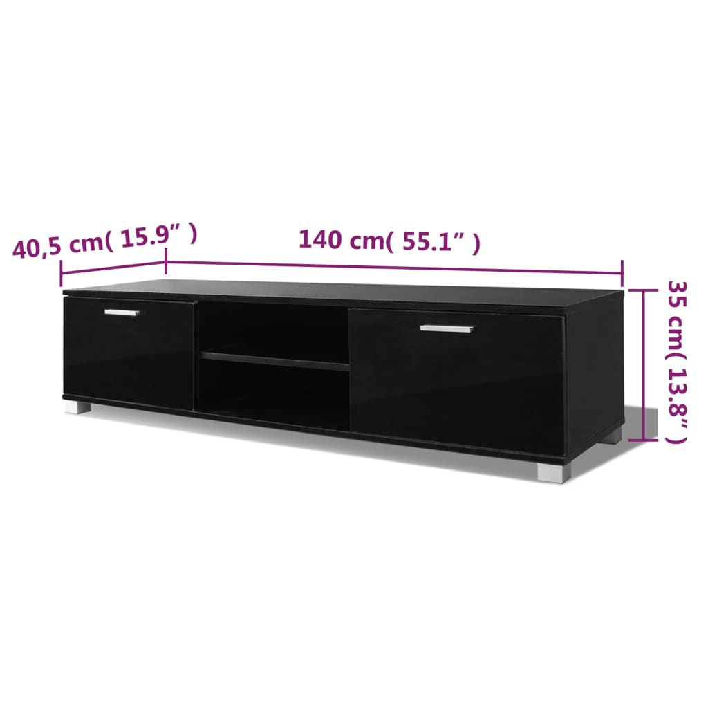 TV-Schrank Hochglanz-Schwarz 140x40,5x35 cm