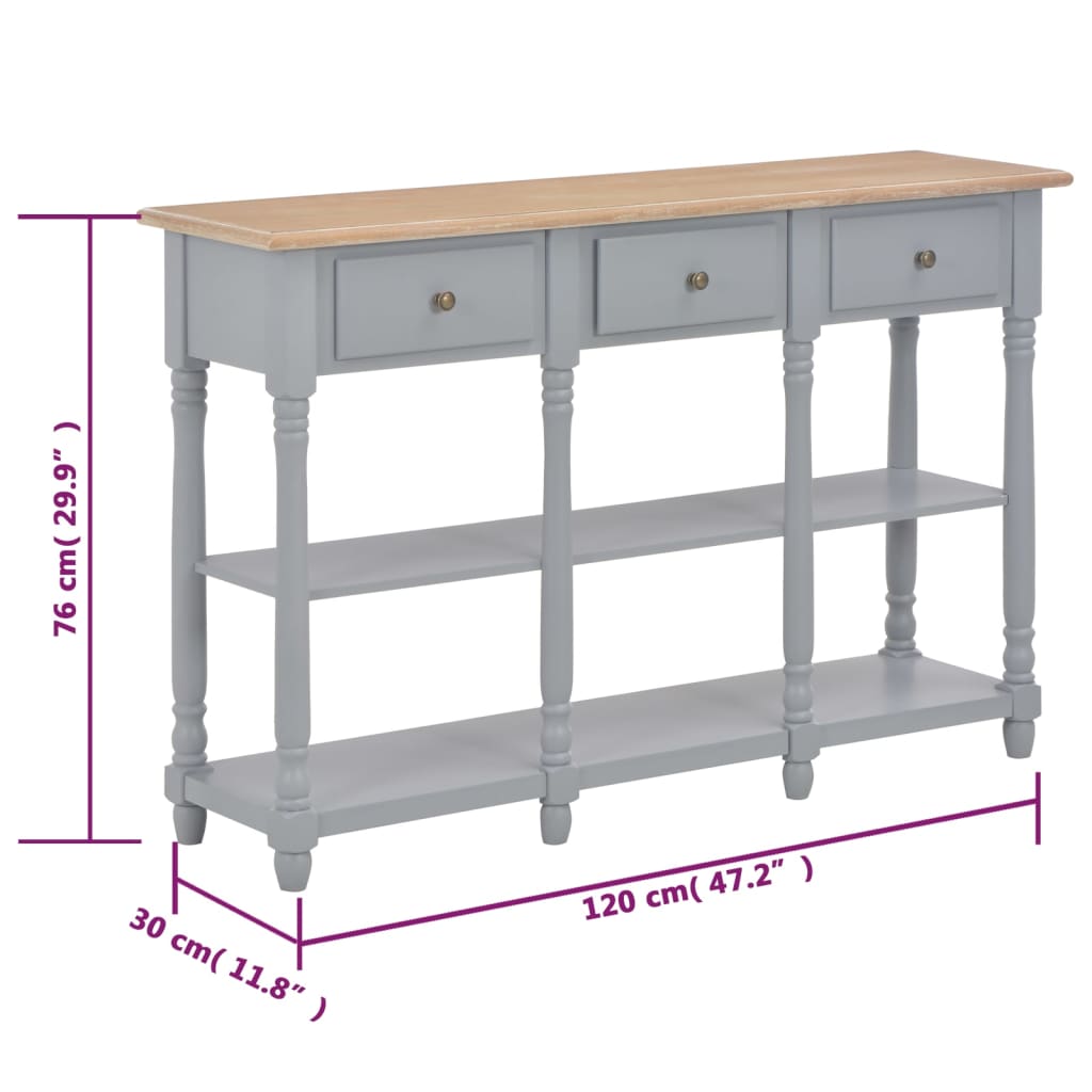 Konsolentisch Grau 120x30x76 cm MDF