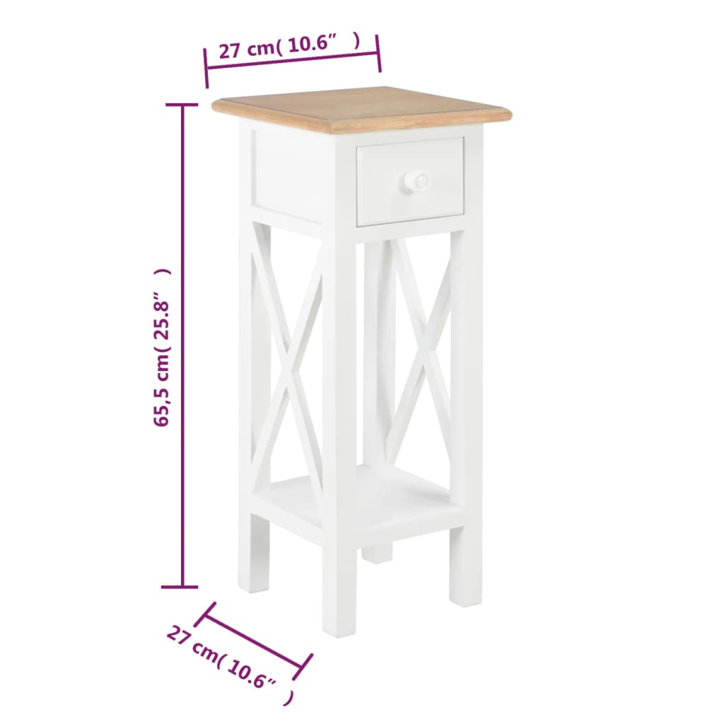 Beistelltisch Weiß 27 x 27 x 65,5 cm Holz