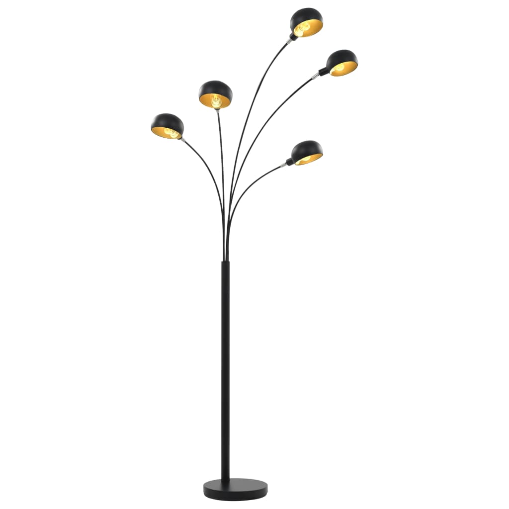 Stehlampe 200 cm 5 x E14 Schwarz und Golden