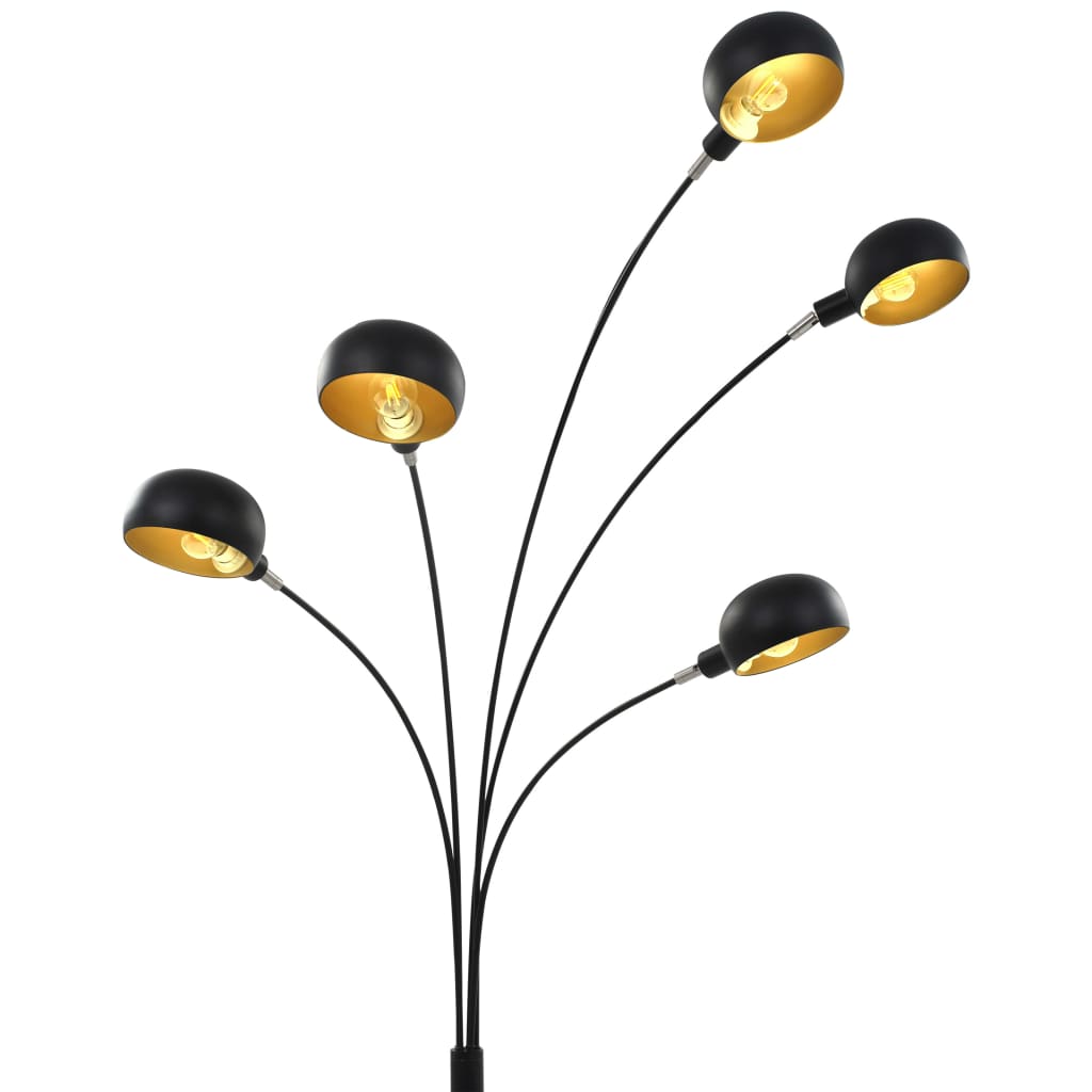 Stehlampe 200 cm 5 x E14 Schwarz und Golden