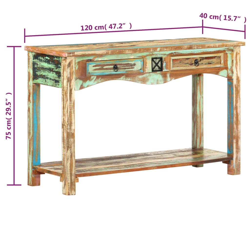 Konsolentisch 120x40x75 cm Altholz Massiv