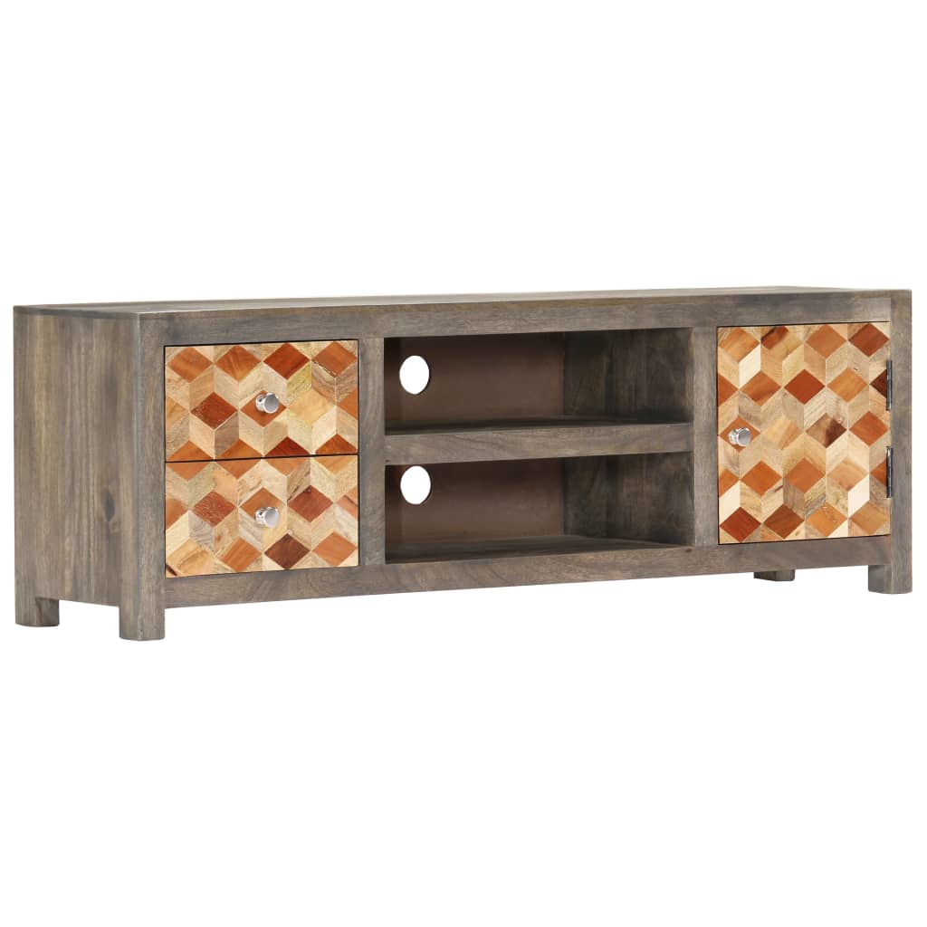 TV-Schrank Grau 120x30x40 cm Massivholz Mango