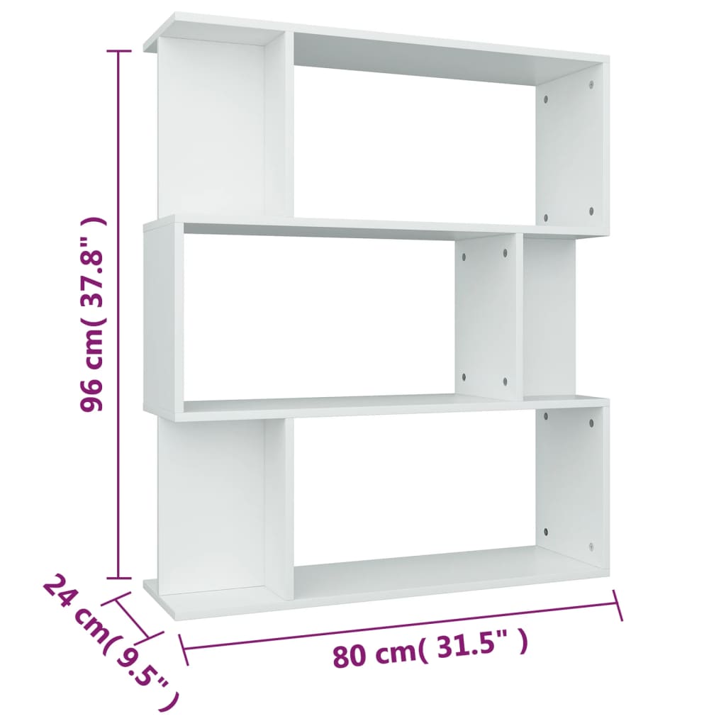 Bücherregal/Raumteiler Weiß 80x24x96 cm Holzwerkstoff