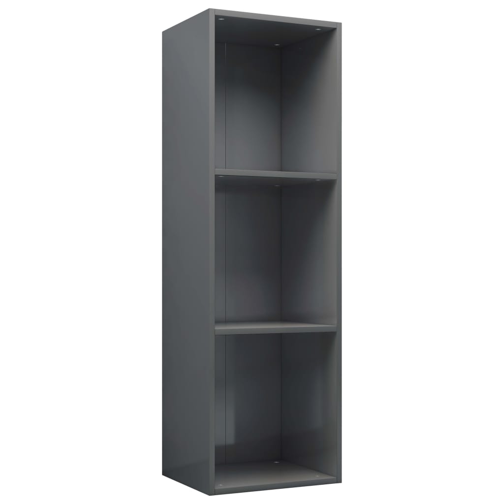 Bücherregal/TV-Schrank Hochglanz-Grau 36x30x114cm Holzwerkstoff