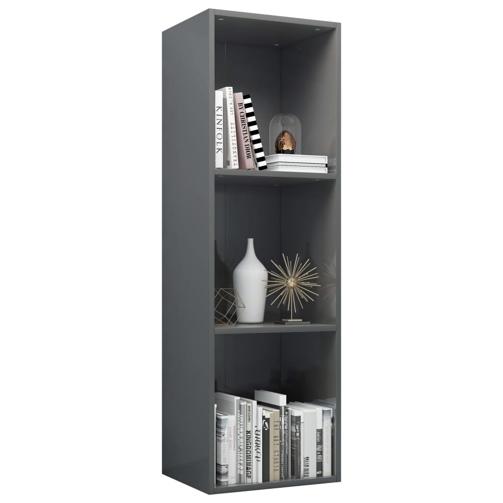 Bücherregal/TV-Schrank Hochglanz-Grau 36x30x114cm Holzwerkstoff