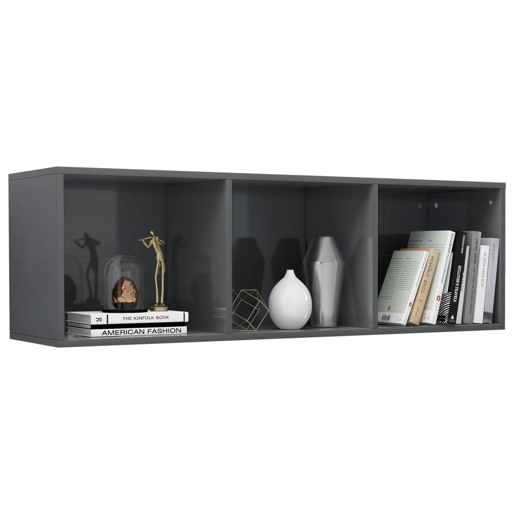 Bücherregal/TV-Schrank Hochglanz-Grau 36x30x114cm Holzwerkstoff