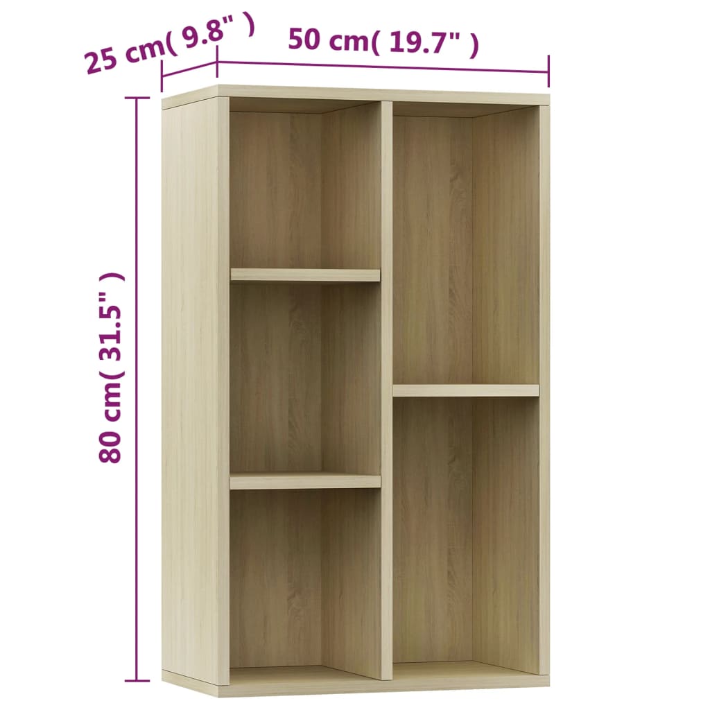 Bücherregal/Sideboard Sonoma Eiche 50x25x80 cm Holzwerkstoff