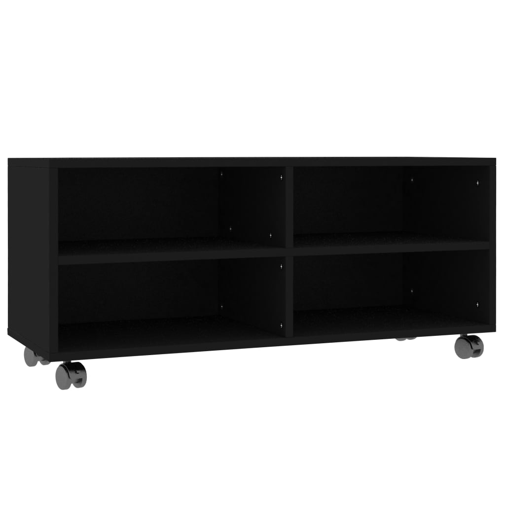 TV-Schrank mit Rollen Schwarz 90x35x35 cm Holzwerkstoff