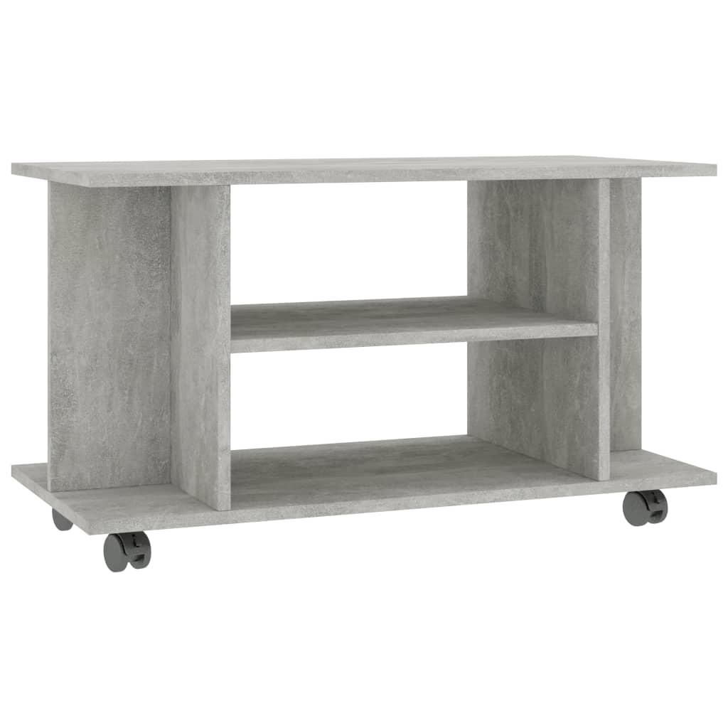 TV-Schrank mit Rollen Betongrau 80x40x45 cm Holzwerkstoff