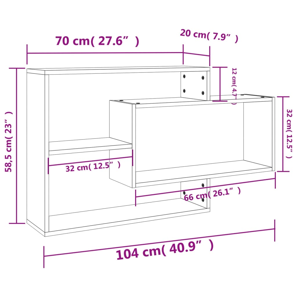 Wandregale Sonoma-Eiche 104x20x58,5 cm Holzwerkstoff