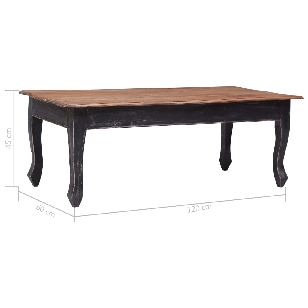 Couchtisch Schwarz 120 x 60 x 45 cm Massivholz Mahagoni