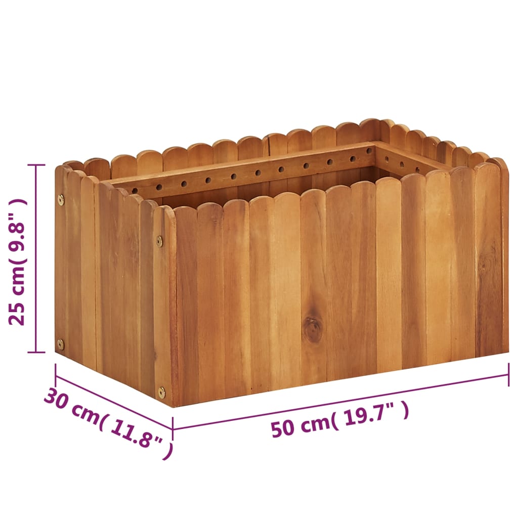 Garten-Hochbeet 50 x 30 x 25 cm Massivholz Akazie