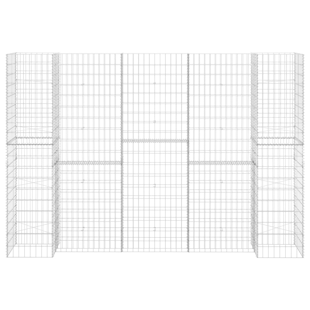 H-förmiger Gabionen-Pflanzkorb Stahldraht 260x40x180 cm