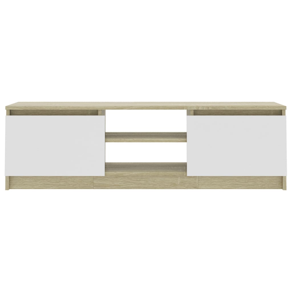 TV-Schrank Weiß und Sonoma-Eiche 120×30×35,5 cm Holzwerkstoff