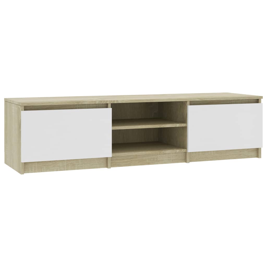 TV-Schrank Weiß und Sonoma-Eiche 140x40x35,5 cm Holzwerkstoff