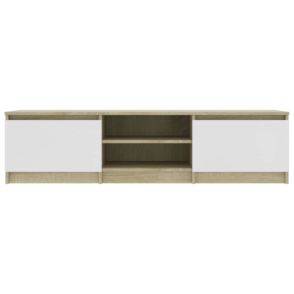 TV-Schrank Weiß und Sonoma-Eiche 140x40x35,5 cm Holzwerkstoff