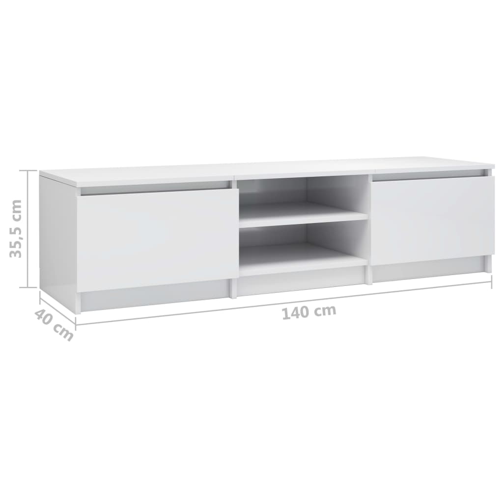 TV-Schrank Hochglanz-Weiß 140x40x35,5 cm Holzwerkstoff