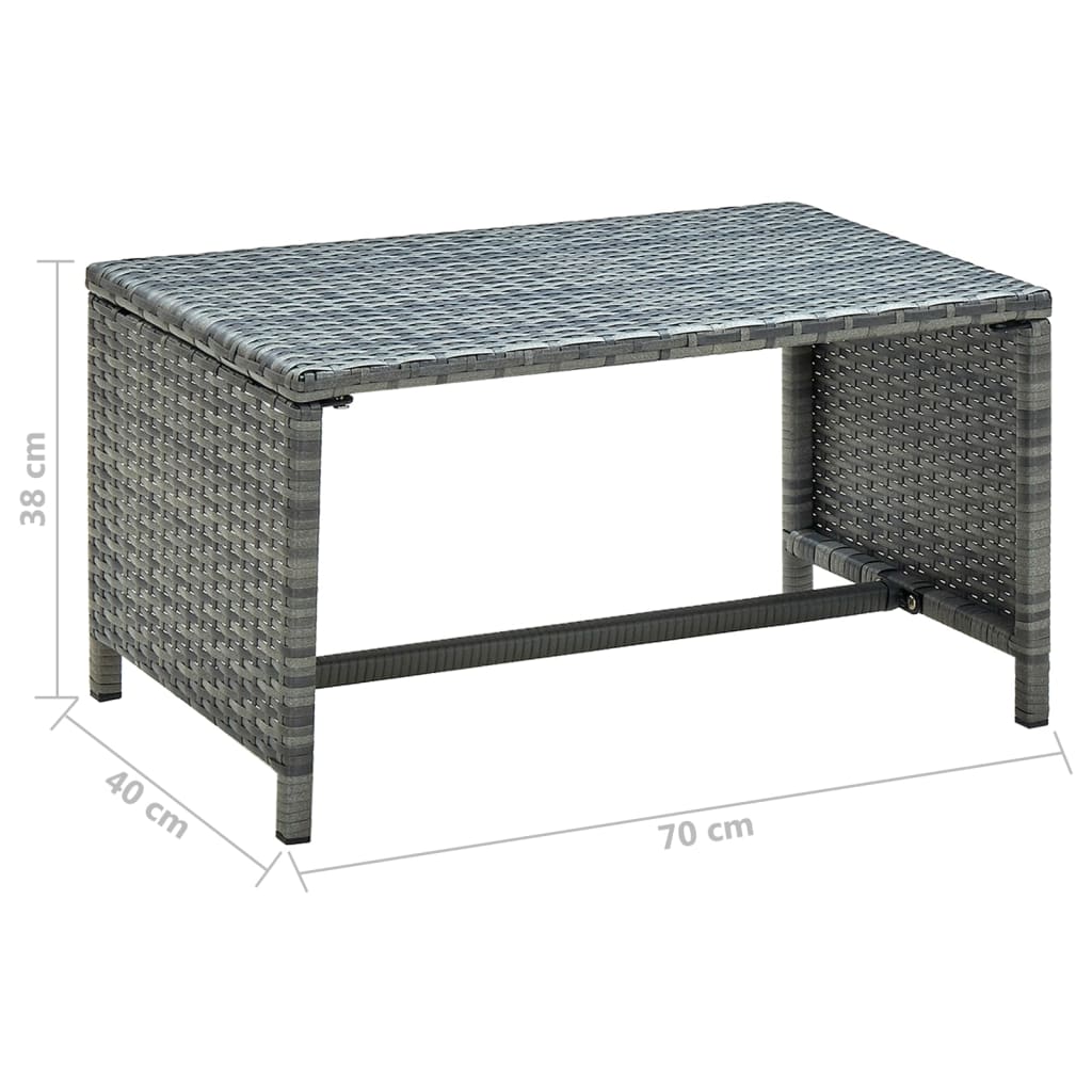 Couchtisch Anthrazit 70x40x38 cm Poly Rattan