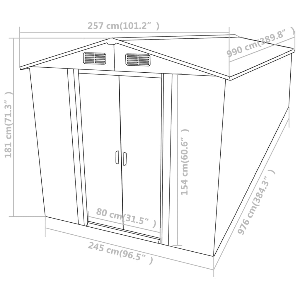 Gerätehaus Braun 257x990x181 cm Verzinkter Stahl