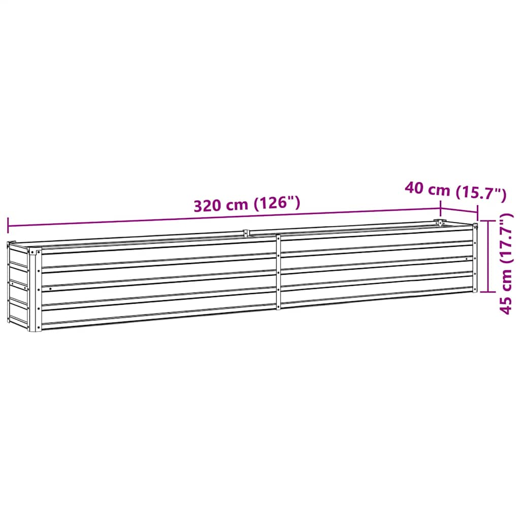 Garten-Hochbeet Verzinkter Stahl 320×40×45 cm Grün