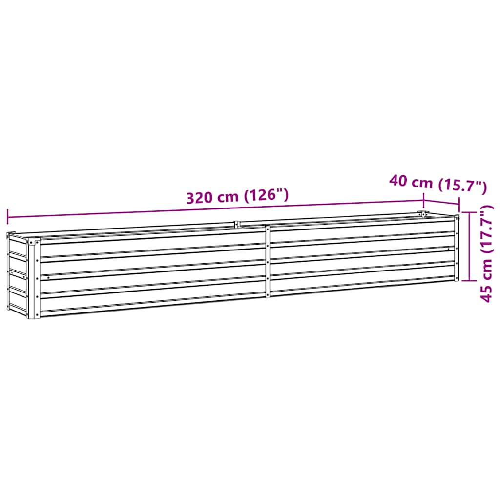 Garten-Hochbeet Verzinkter Stahl 320×40×45 cm Braun