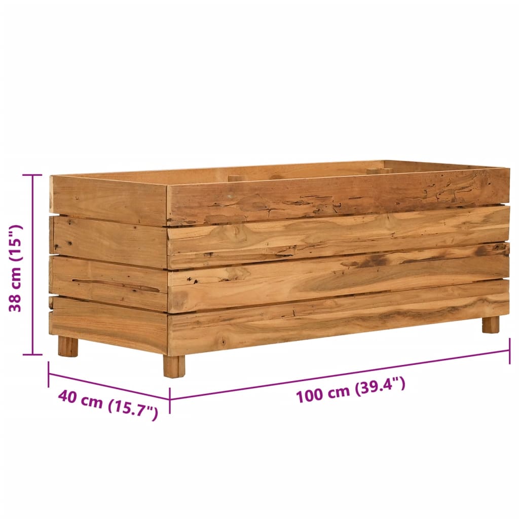 Hochbeet 100x40x38 cm Teak Altholz und Stahl